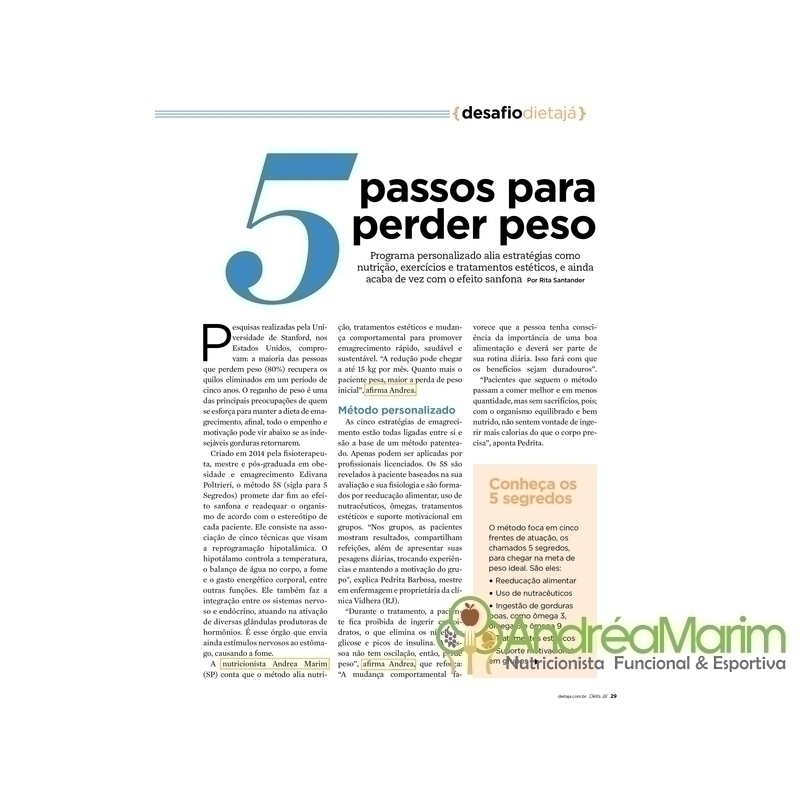 Revista Dieta J-Matria : 5 Passos para perder peso